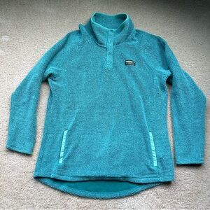 L.L.Bean Women's EUC Green Snap Pullover Fleece Jacket w/ Pockets - XL - #518489